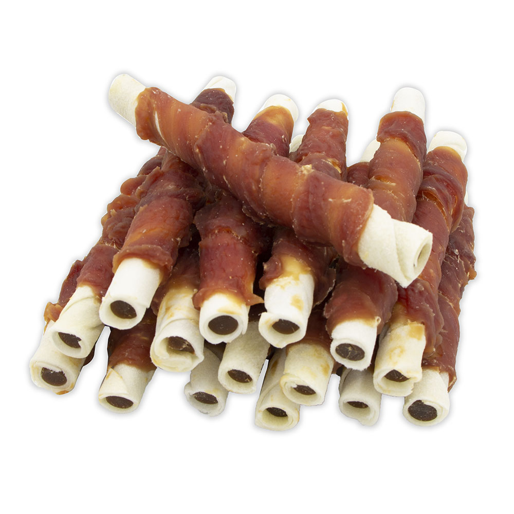 Liver Filled Rawhide Twists with Duck