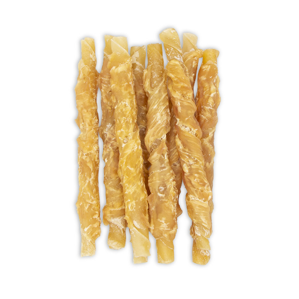 Chicken Wrapped Natural Rawhide Twisted Stick